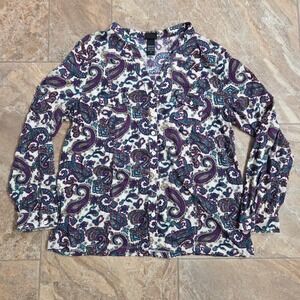 Torrid Paisley Button Front Long‎ Sleeve Blouse Top Plus Size